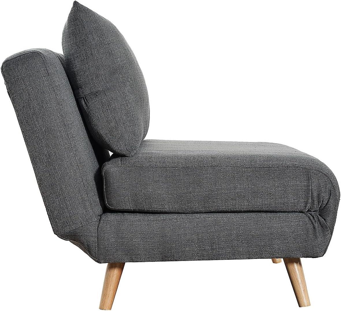 imageFlash Furniture Shaw TriFold Convertible Sleeper Chair with Pillow 3in1 Multifunctional Adjustable Sleeper Channel Stitching Hideaway Legs Cream BoucleDark Gray