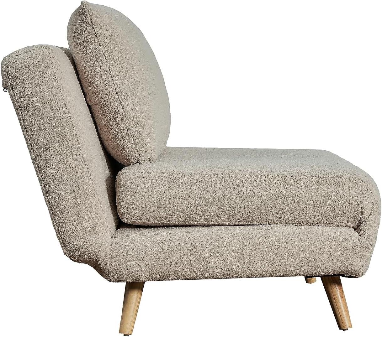 imageFlash Furniture Shaw TriFold Convertible Sleeper Chair with Pillow 3in1 Multifunctional Adjustable Sleeper Channel Stitching Hideaway Legs Cream BoucleCream
