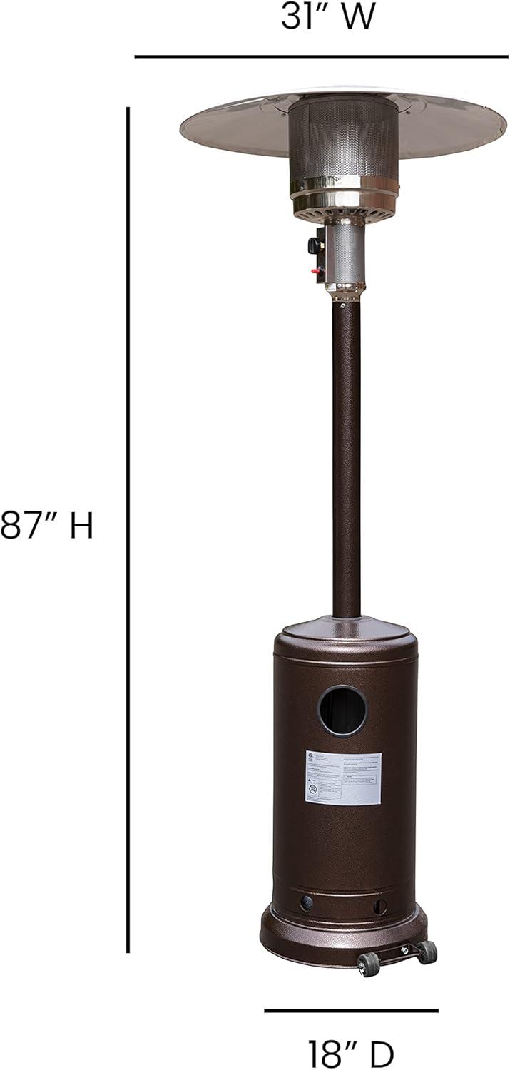 imageFlash Furniture Sol Patio Outdoor HeatingBronze Stainless Steel 40000 BTU Propane Heater with Wheels for Commercial ampamp Residential Use75 Feet TallBronze