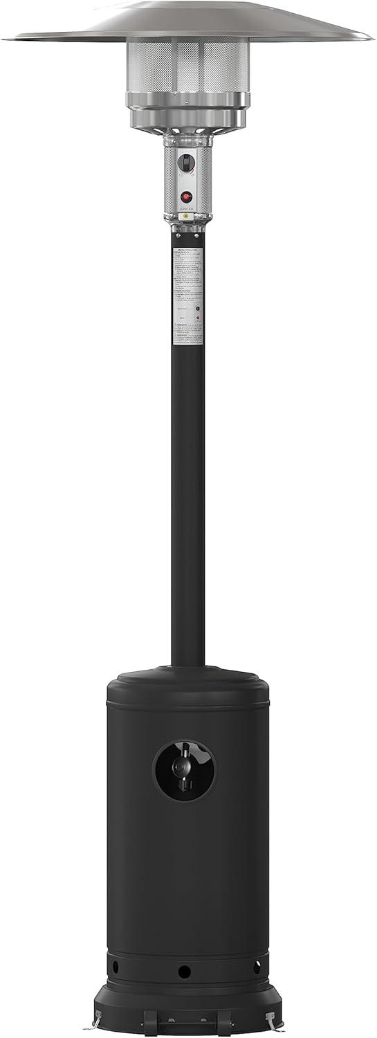 imageFlash Furniture Sol Patio Outdoor HeatingBronze Stainless Steel 40000 BTU Propane Heater with Wheels for Commercial ampamp Residential Use75 Feet TallBlack