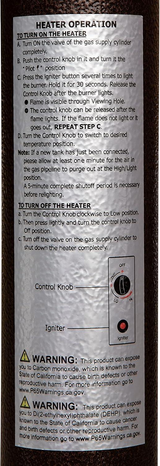 imageFlash Furniture Sol Patio Outdoor HeatingBronze Stainless Steel 40000 BTU Propane Heater with Wheels for Commercial ampamp Residential Use75 Feet TallBronze