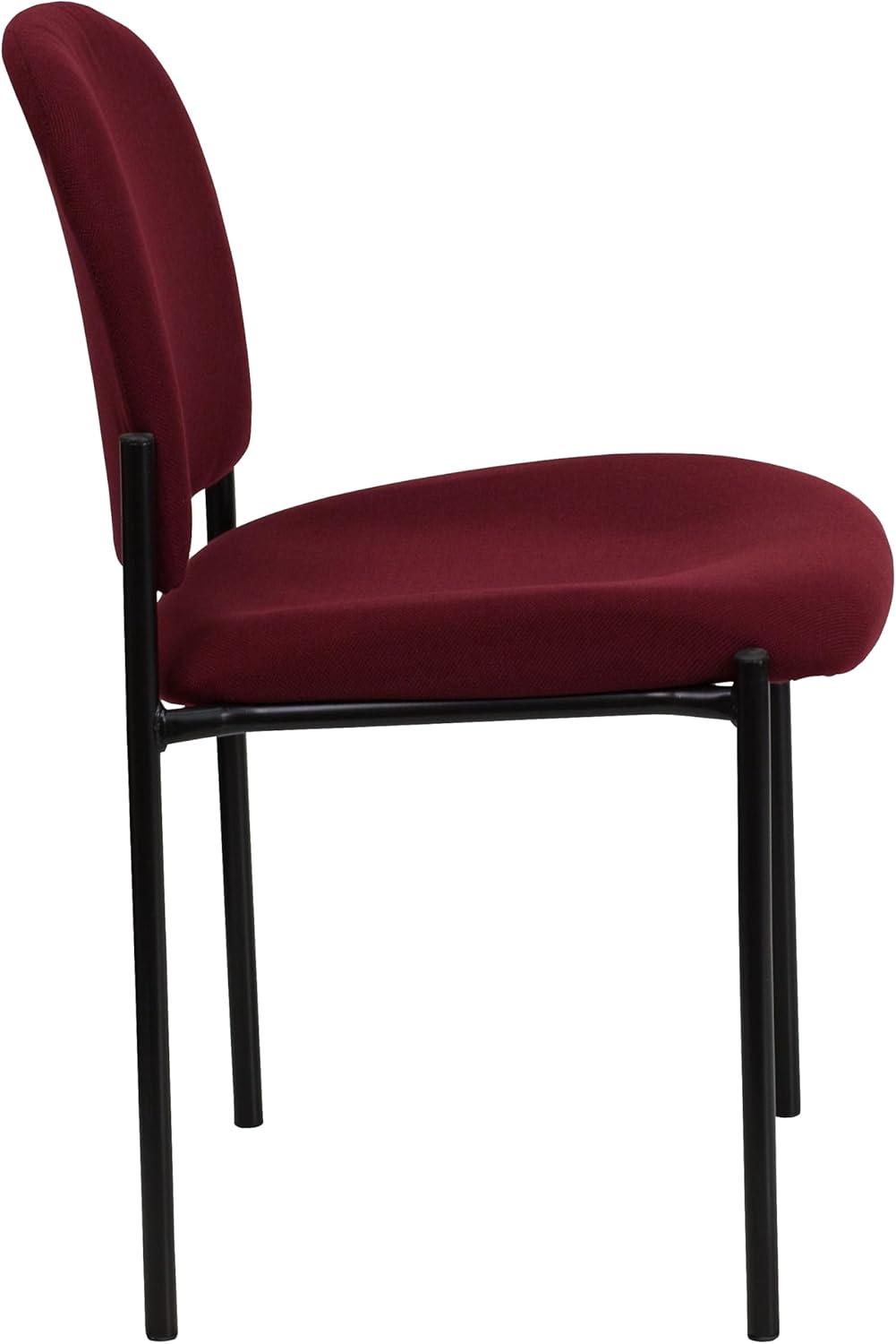 imageFlash Furniture Tania Comfort Vinyl Upholstered Stackable Side Reception Chair with Padded Seat Modern Stackable Chair for Living RoomOffice BlackBurgundy Fabric