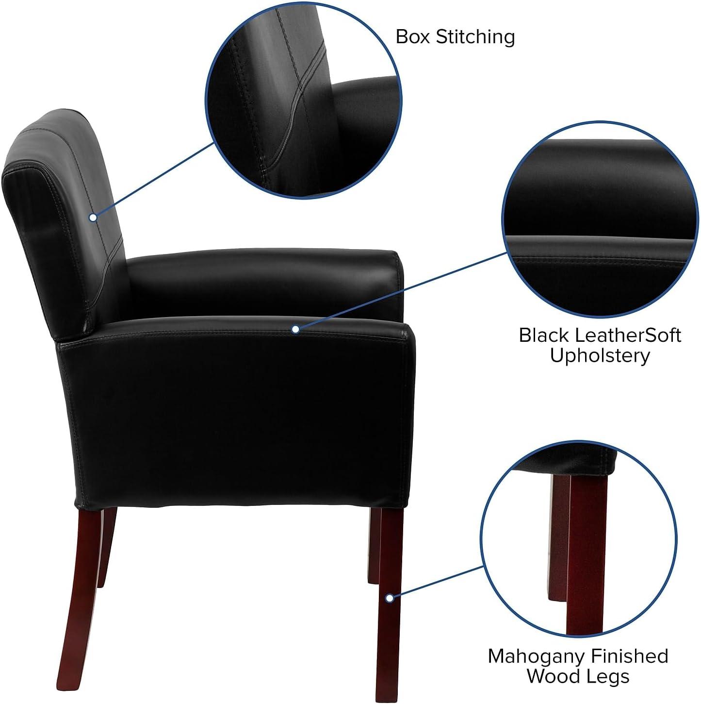 imageFlash Furniture Taylor LeatherSoft Upholstered Executive Side Reception Chair Lobby Chair with Cushions and Padded Arms BlackBlack