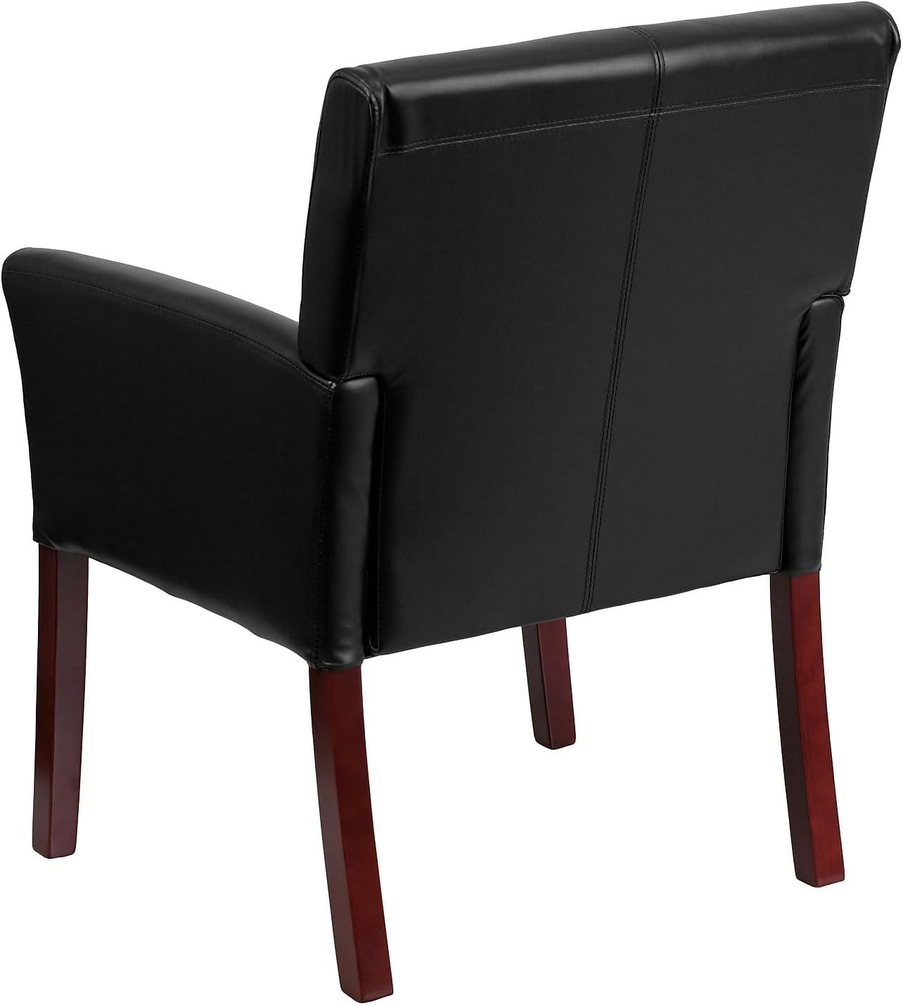 imageFlash Furniture Taylor LeatherSoft Upholstered Executive Side Reception Chair Lobby Chair with Cushions and Padded Arms BlackBlack
