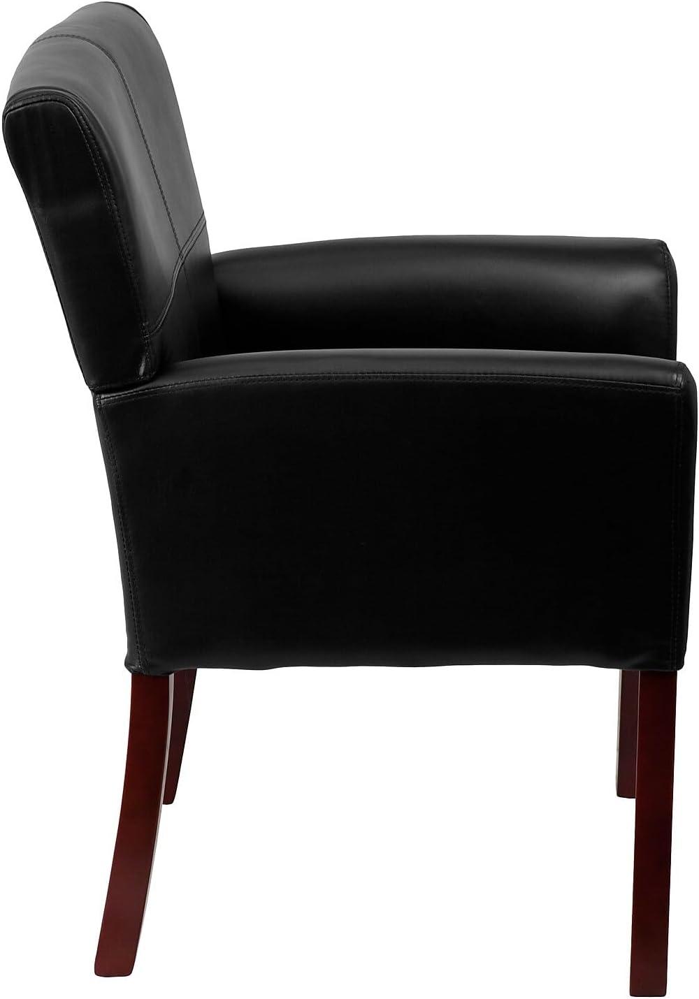 imageFlash Furniture Taylor LeatherSoft Upholstered Executive Side Reception Chair Lobby Chair with Cushions and Padded Arms BlackBlack
