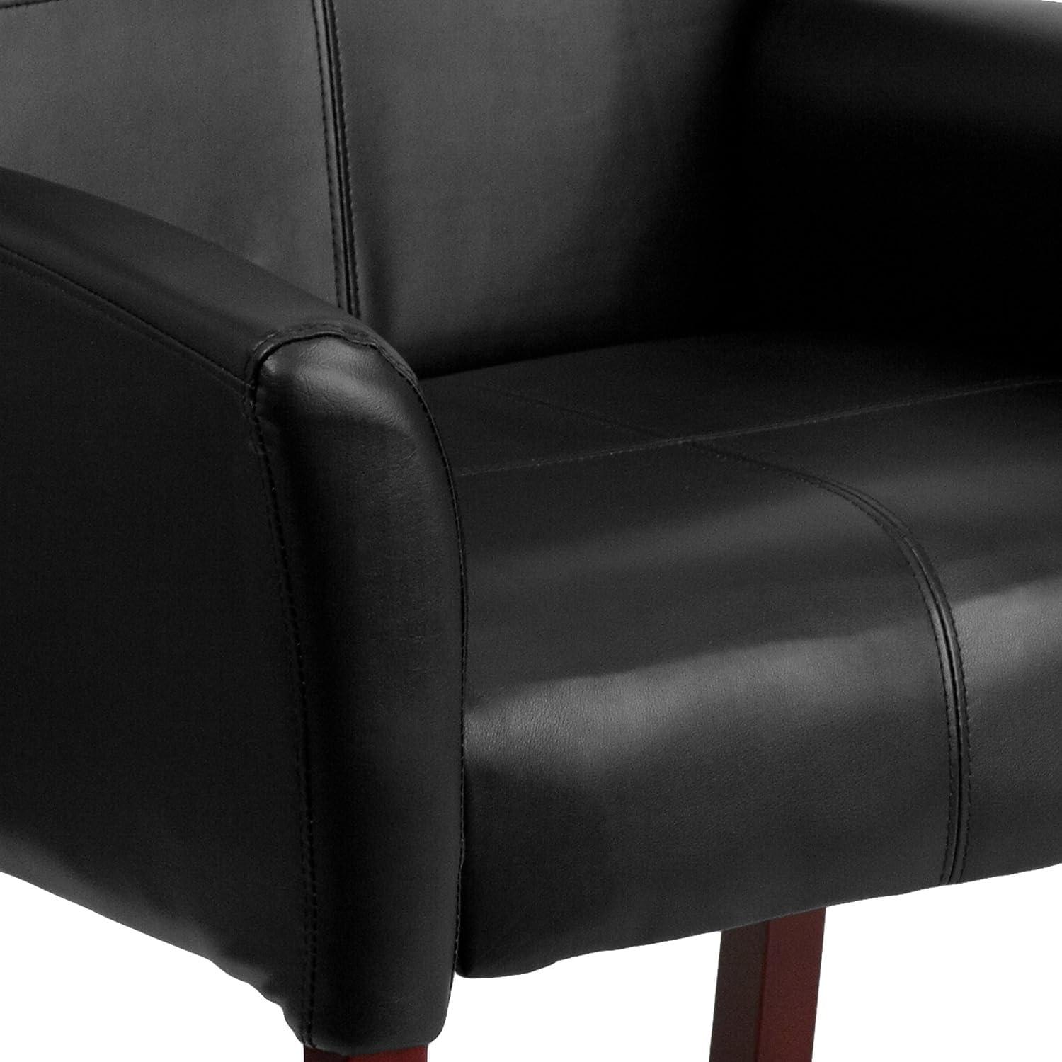 imageFlash Furniture Taylor LeatherSoft Upholstered Executive Side Reception Chair Lobby Chair with Cushions and Padded Arms BlackBlack