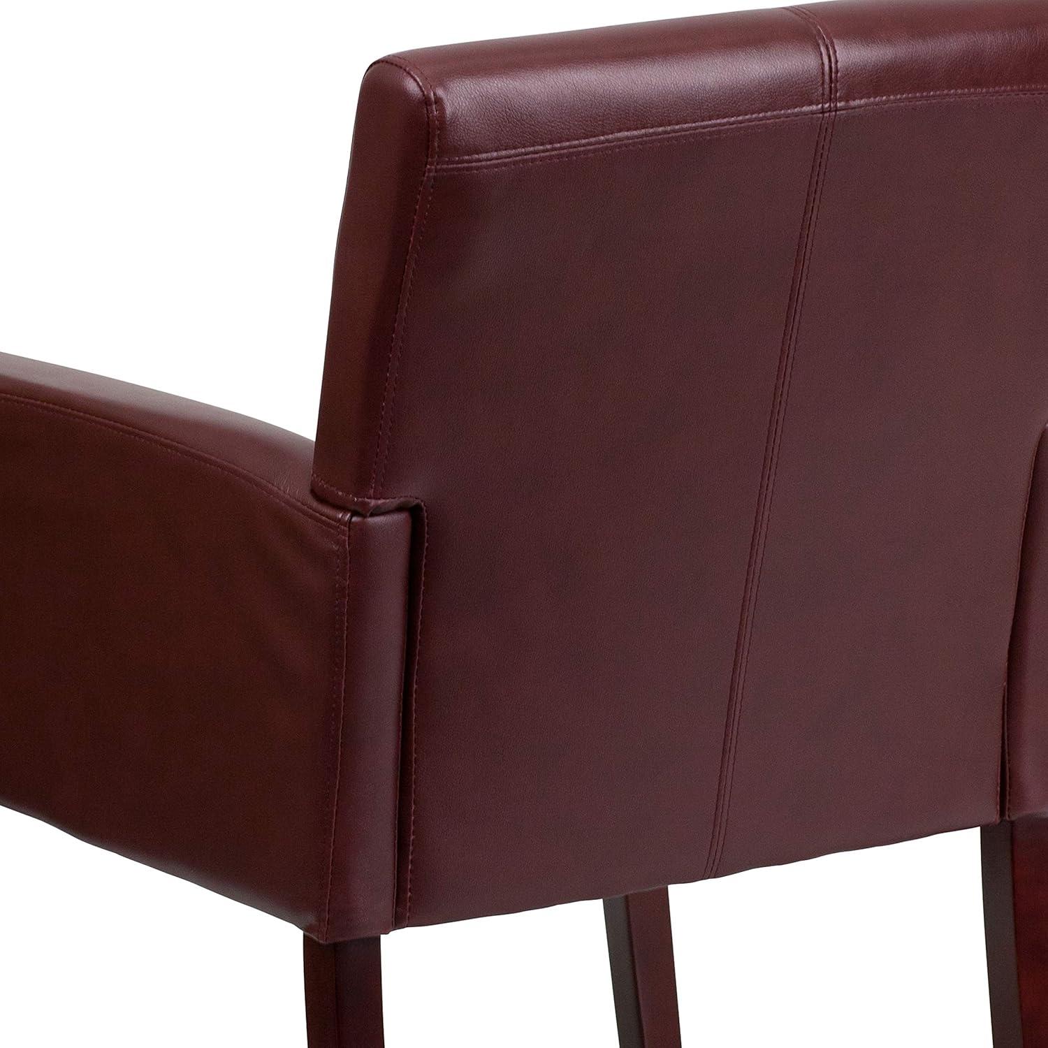 imageFlash Furniture Taylor LeatherSoft Upholstered Executive Side Reception Chair Lobby Chair with Cushions and Padded Arms BlackBurgundy