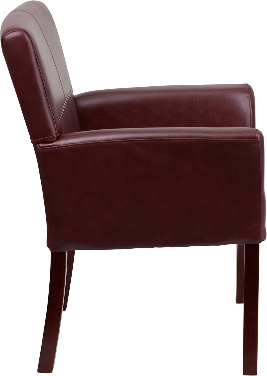 imageFlash Furniture Taylor LeatherSoft Upholstered Executive Side Reception Chair Lobby Chair with Cushions and Padded Arms BlackBurgundy