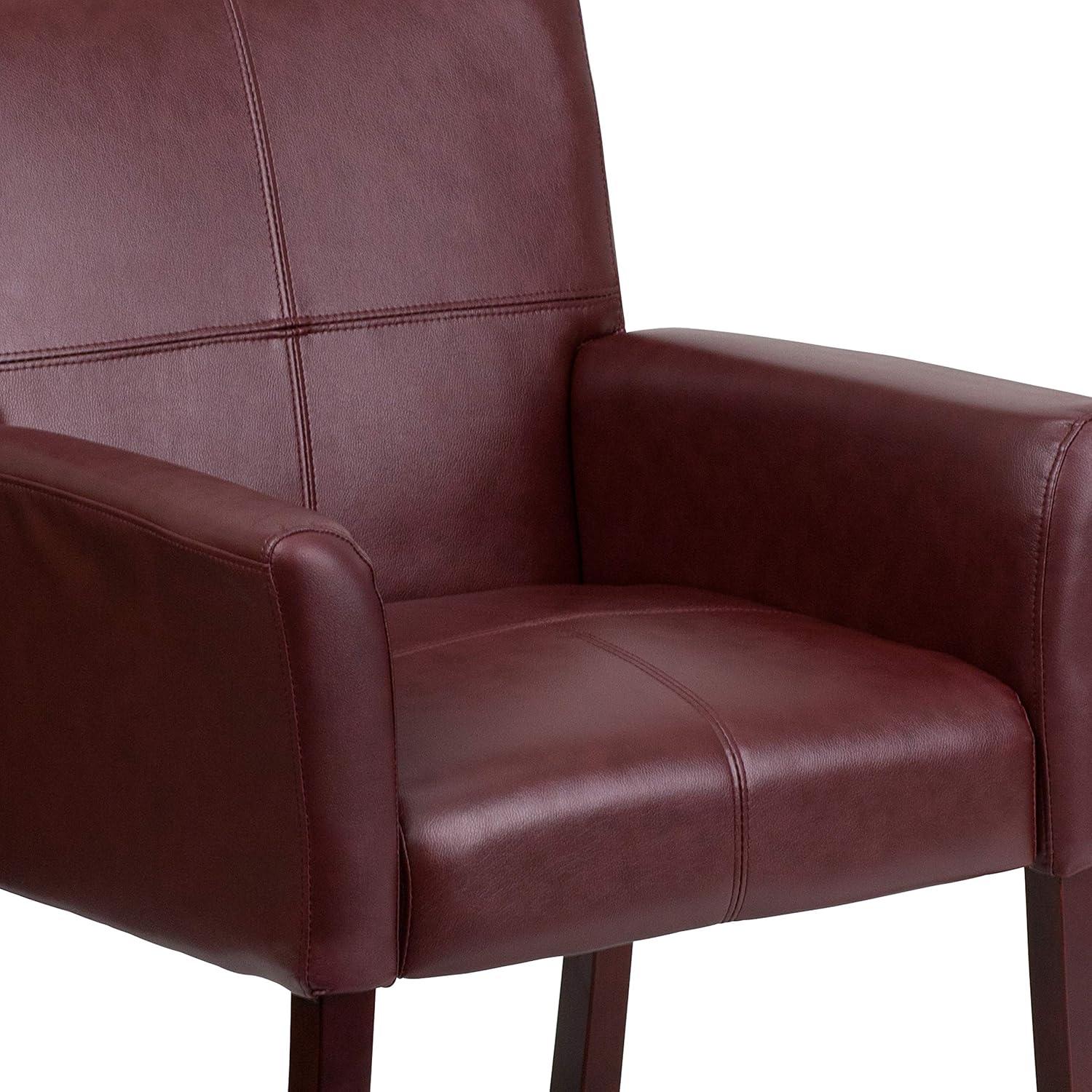 imageFlash Furniture Taylor LeatherSoft Upholstered Executive Side Reception Chair Lobby Chair with Cushions and Padded Arms BlackBurgundy