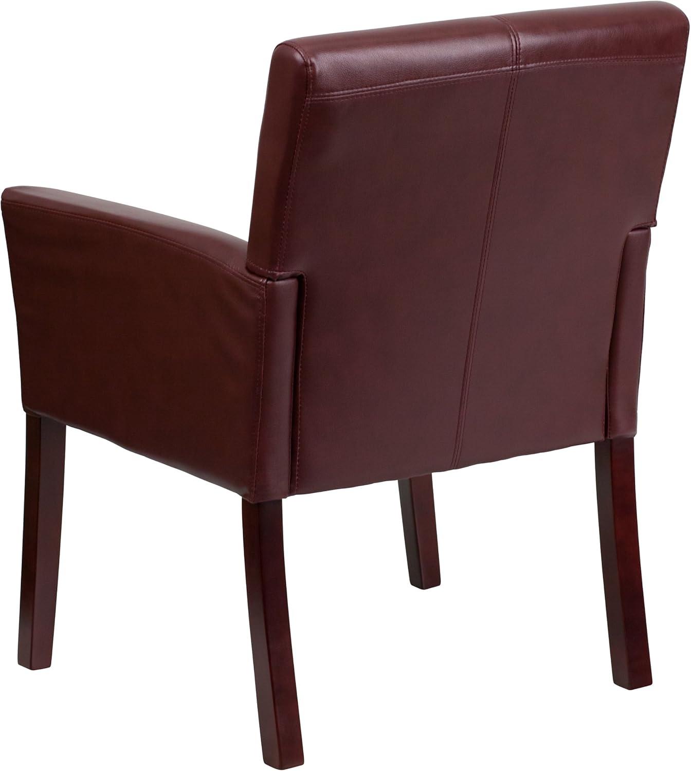 imageFlash Furniture Taylor LeatherSoft Upholstered Executive Side Reception Chair Lobby Chair with Cushions and Padded Arms BlackBurgundy