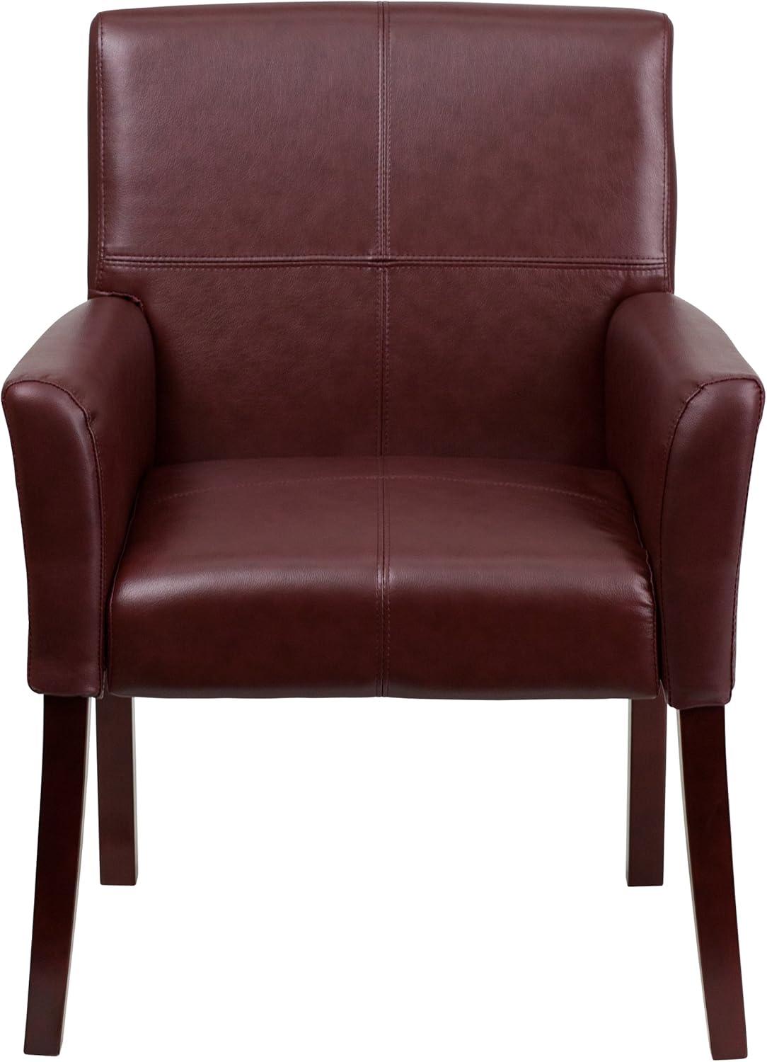 imageFlash Furniture Taylor LeatherSoft Upholstered Executive Side Reception Chair Lobby Chair with Cushions and Padded Arms BlackBurgundy