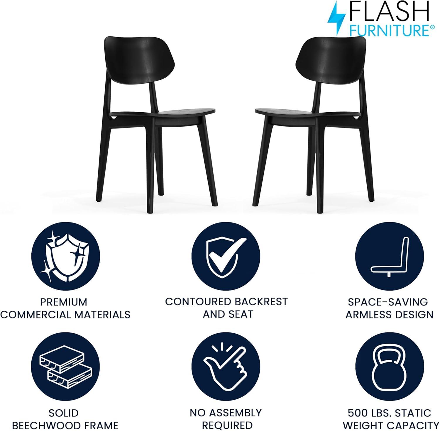 imageFlash Furniture Verona Solid Wood Dining Chair Commercial Grade Restaurant Chair with Contoured Backrest Solid Wood Frame Antique CopperBlack