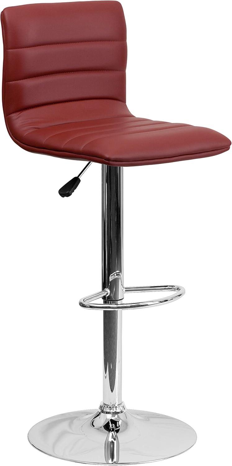 imageFlash Furniture Vincent Modern Adjustable Height Barstool with Footrest and Padded MidBack Upholstered Vinyl BarCounter Height Stool WhiteChromeBurgundy
