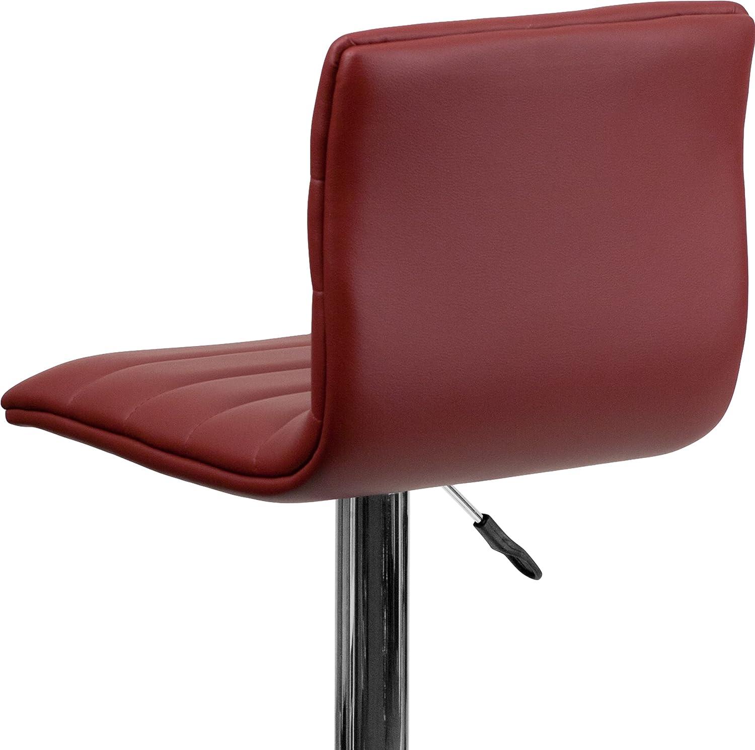 imageFlash Furniture Vincent Modern Adjustable Height Barstool with Footrest and Padded MidBack Upholstered Vinyl BarCounter Height Stool WhiteChromeBurgundy