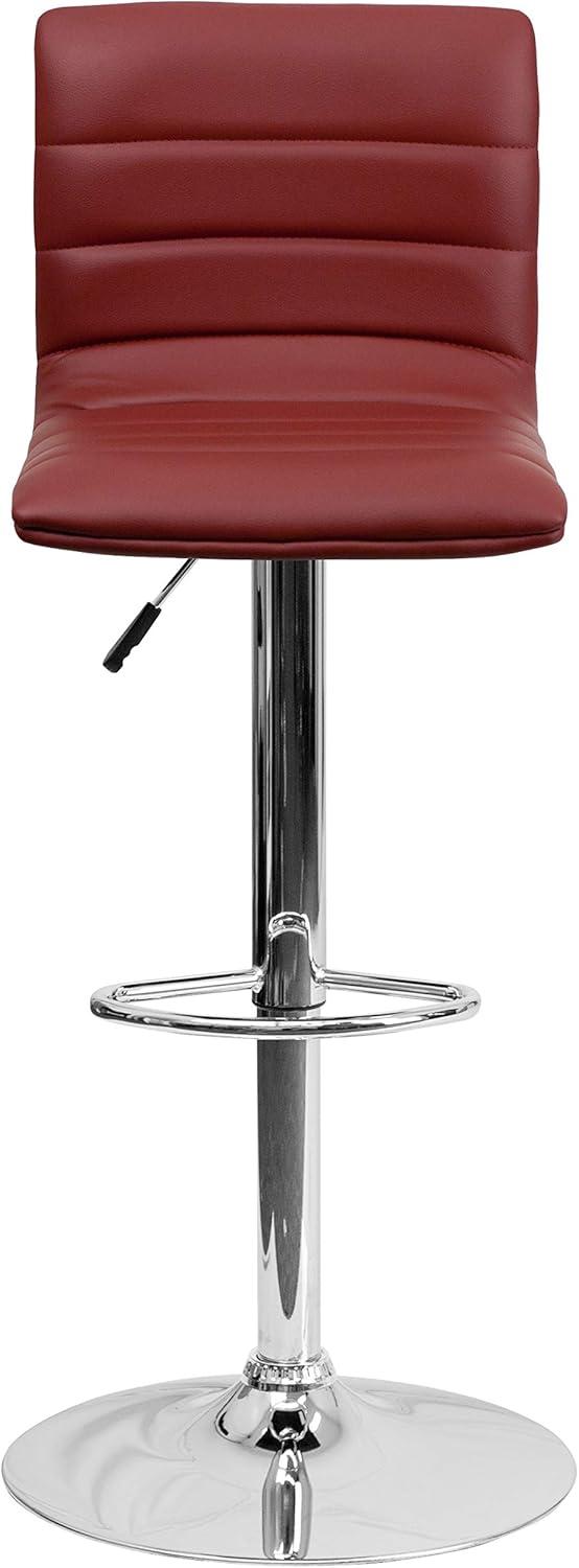 imageFlash Furniture Vincent Modern Adjustable Height Barstool with Footrest and Padded MidBack Upholstered Vinyl BarCounter Height Stool WhiteChromeBurgundy