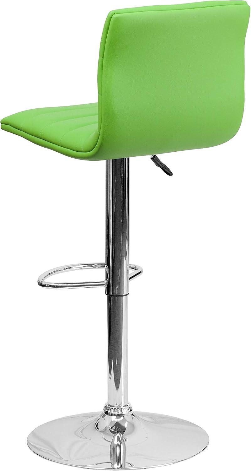 imageFlash Furniture Vincent Modern Adjustable Height Barstool with Footrest and Padded MidBack Upholstered Vinyl BarCounter Height Stool WhiteChromeGreen