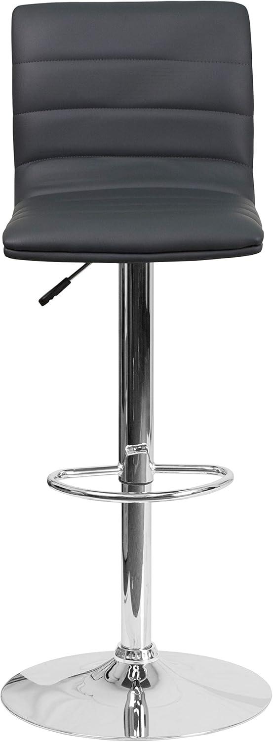 imageFlash Furniture Vincent Modern Adjustable Height Barstool with Footrest and Padded MidBack Upholstered Vinyl BarCounter Height Stool WhiteChromeGrey