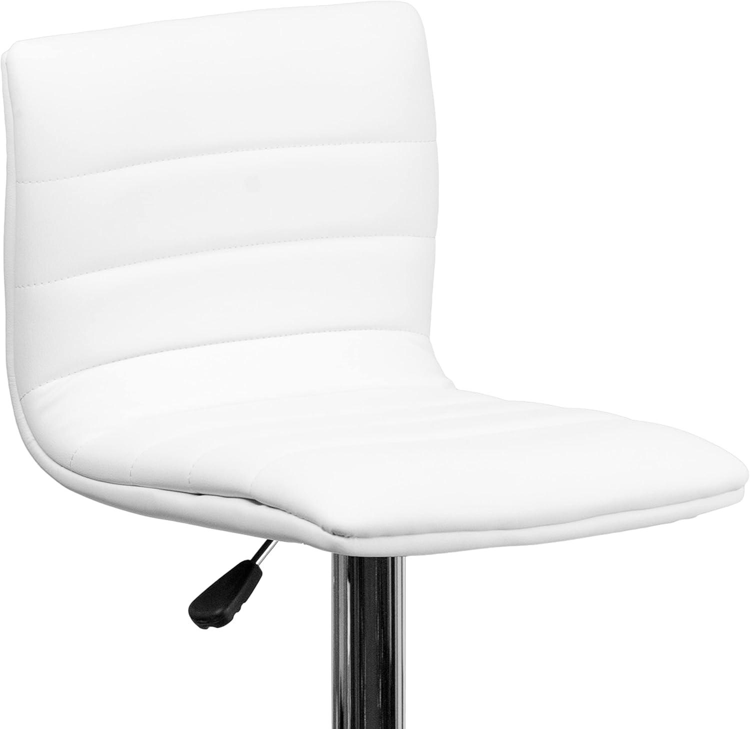 imageFlash Furniture Vincent Modern Adjustable Height Barstool with Footrest and Padded MidBack Upholstered Vinyl BarCounter Height Stool WhiteChromeWhite