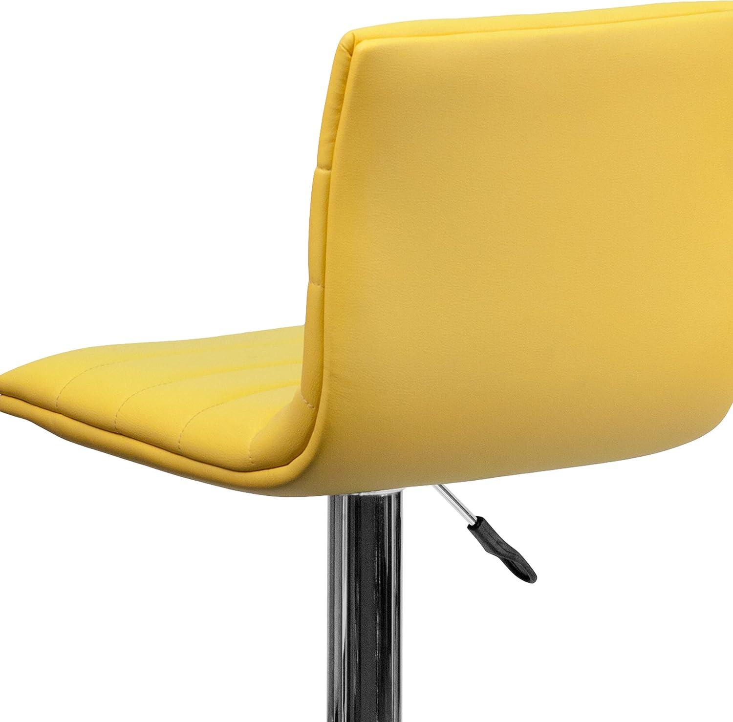 imageFlash Furniture Vincent Modern Adjustable Height Barstool with Footrest and Padded MidBack Upholstered Vinyl BarCounter Height Stool WhiteChromeYellow