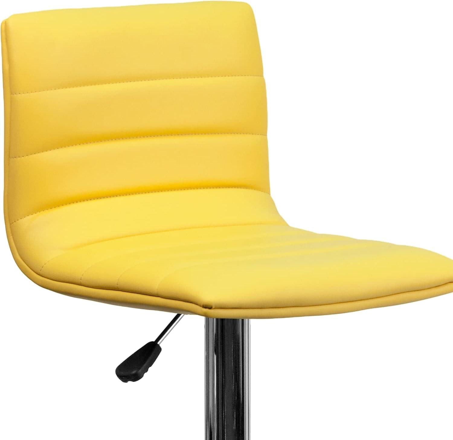 imageFlash Furniture Vincent Modern Adjustable Height Barstool with Footrest and Padded MidBack Upholstered Vinyl BarCounter Height Stool WhiteChromeYellow