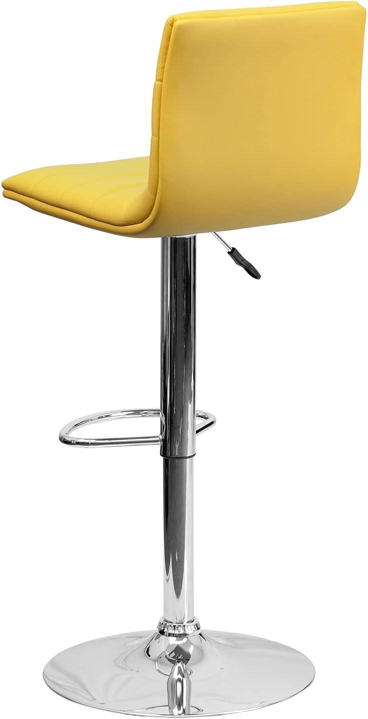 imageFlash Furniture Vincent Modern Adjustable Height Barstool with Footrest and Padded MidBack Upholstered Vinyl BarCounter Height Stool WhiteChromeYellow