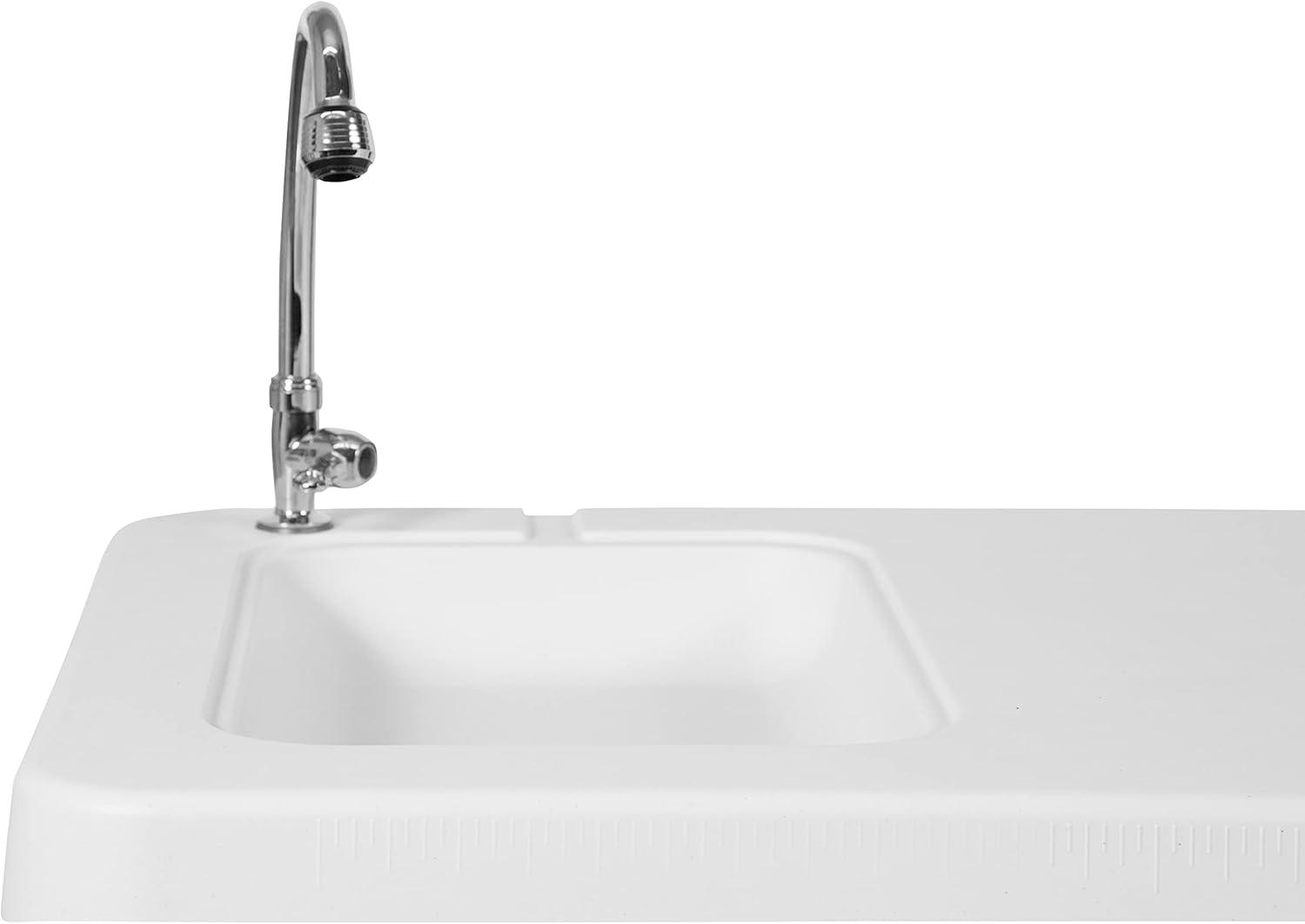 imageFlash Furniture Wesley 4 Portable Fish Cleaning Table with Sink Outdoor Portable Folding Camping Sink Table with Faucet and Hose Attachment White