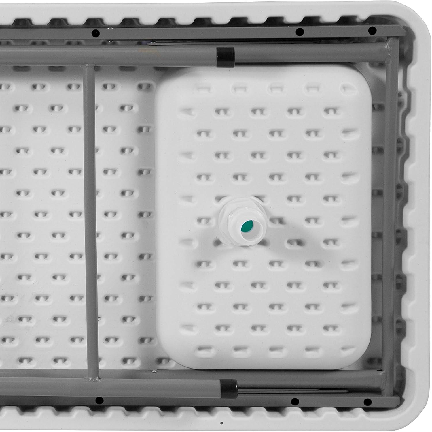 imageFlash Furniture Wesley 4 Portable Fish Cleaning Table with Sink Outdoor Portable Folding Camping Sink Table with Faucet and Hose Attachment White