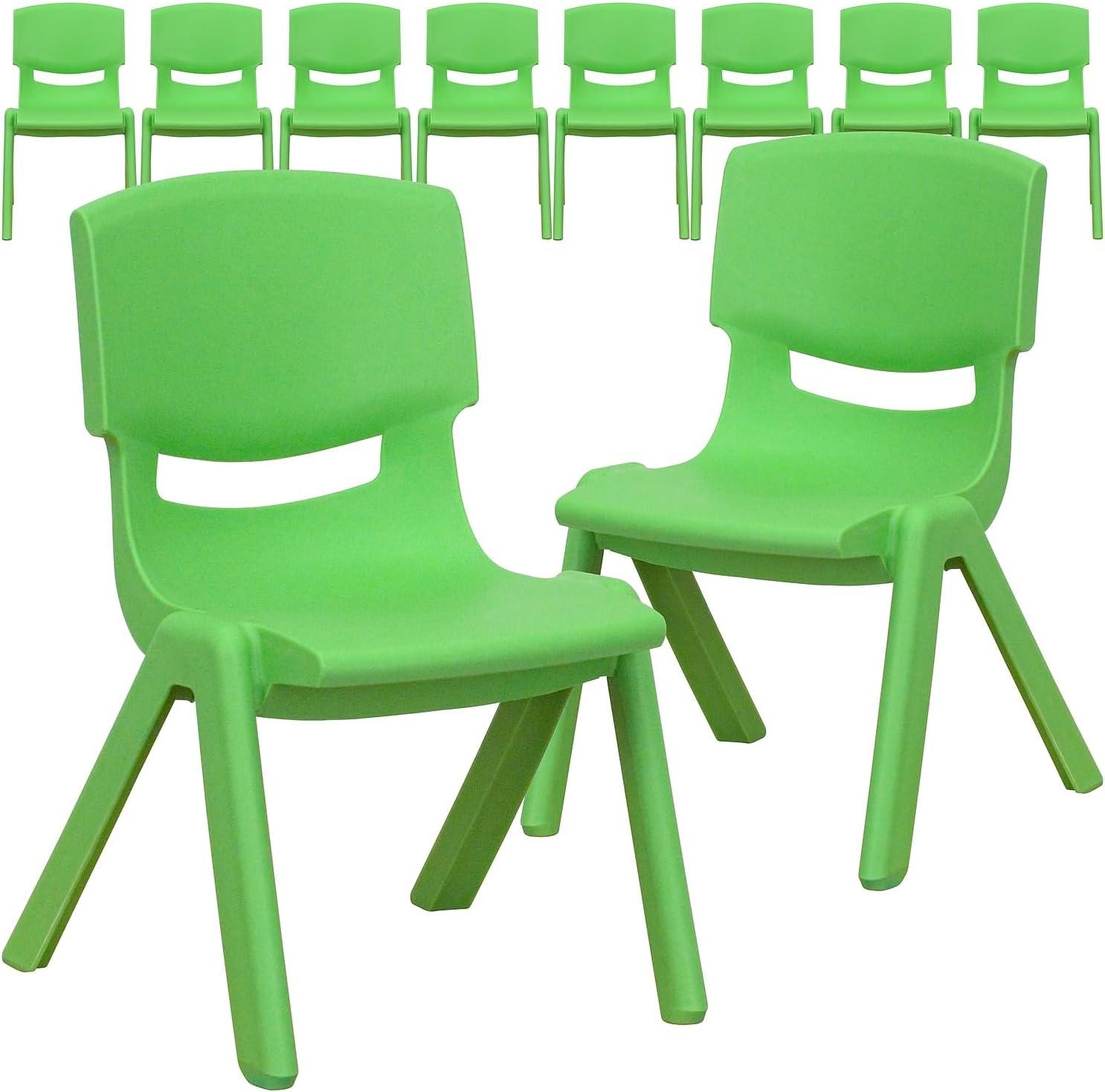 imageFlash Furniture Whitney 2 Pack Green Plastic Stackable School Chair with 105 Seat HeightGreen