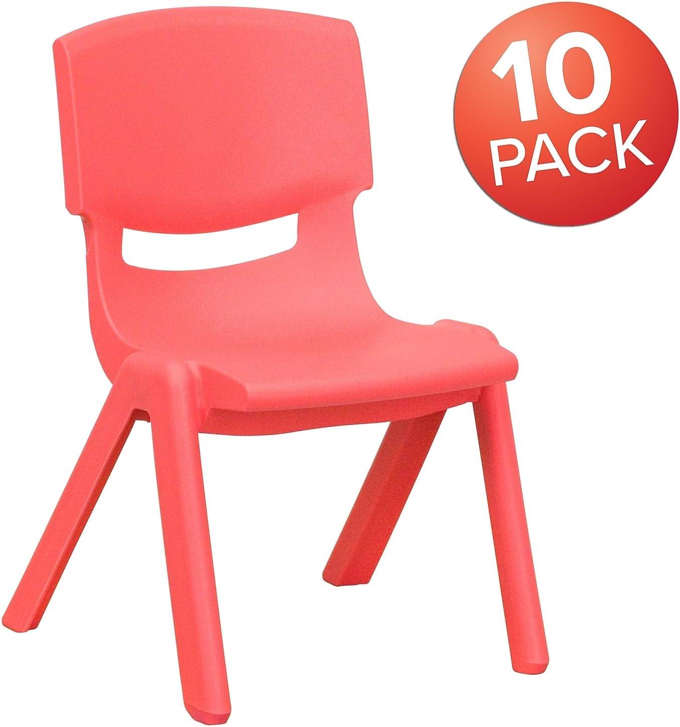 imageFlash Furniture Whitney 2 Pack Green Plastic Stackable School Chair with 105 Seat HeightRed