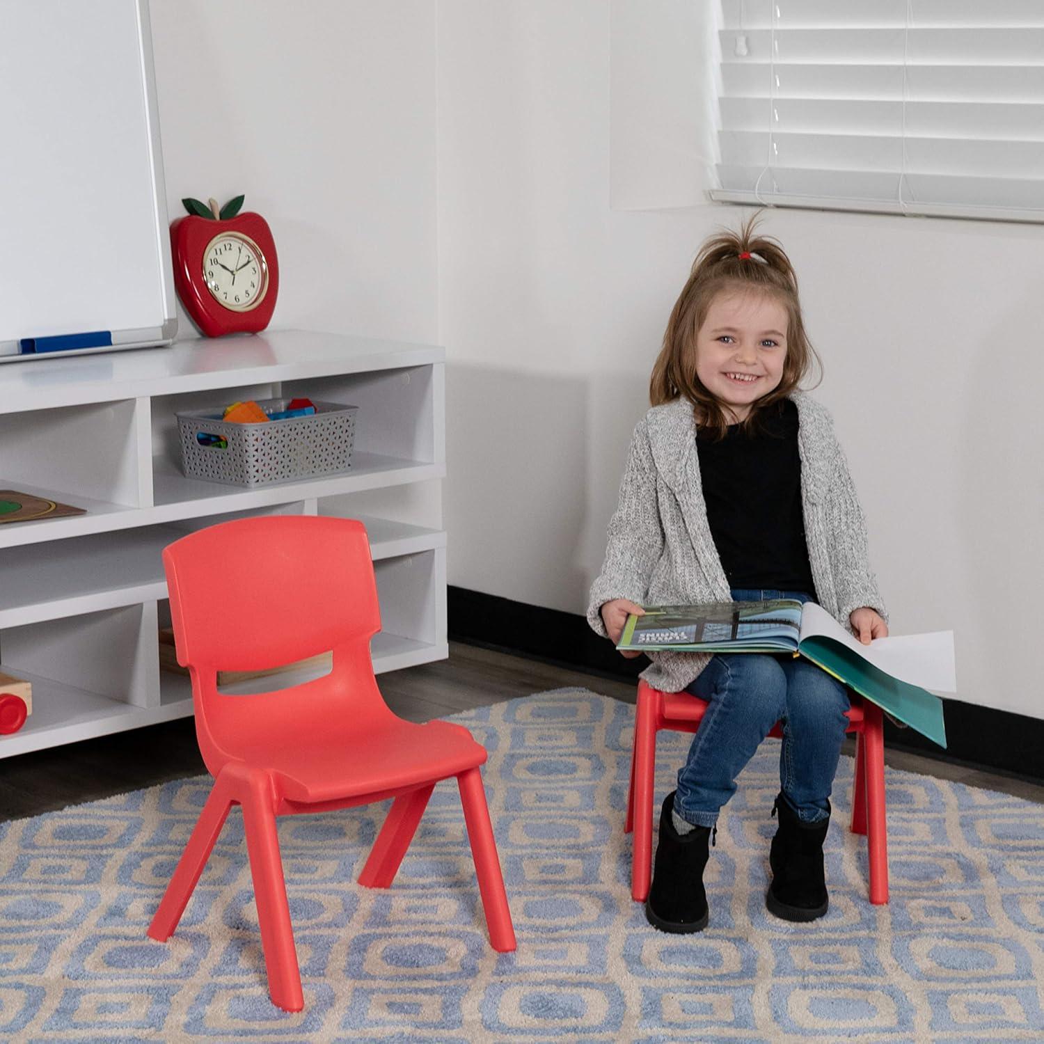 imageFlash Furniture Whitney 2 Pack Green Plastic Stackable School Chair with 105 Seat HeightRed