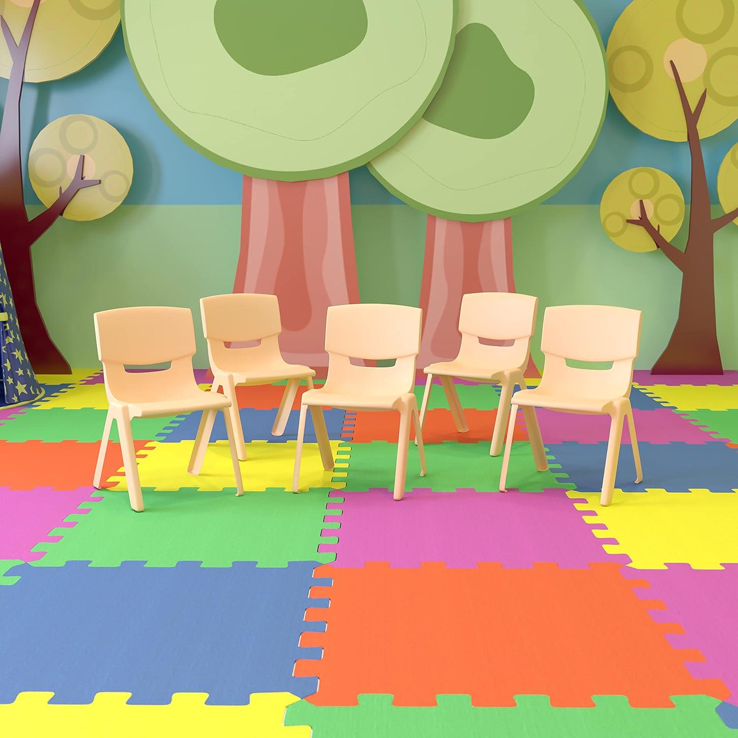 imageFlash Furniture Whitney 5 Pack Natural Plastic Stackable School Chair with 1325quot Seat HeightNatural