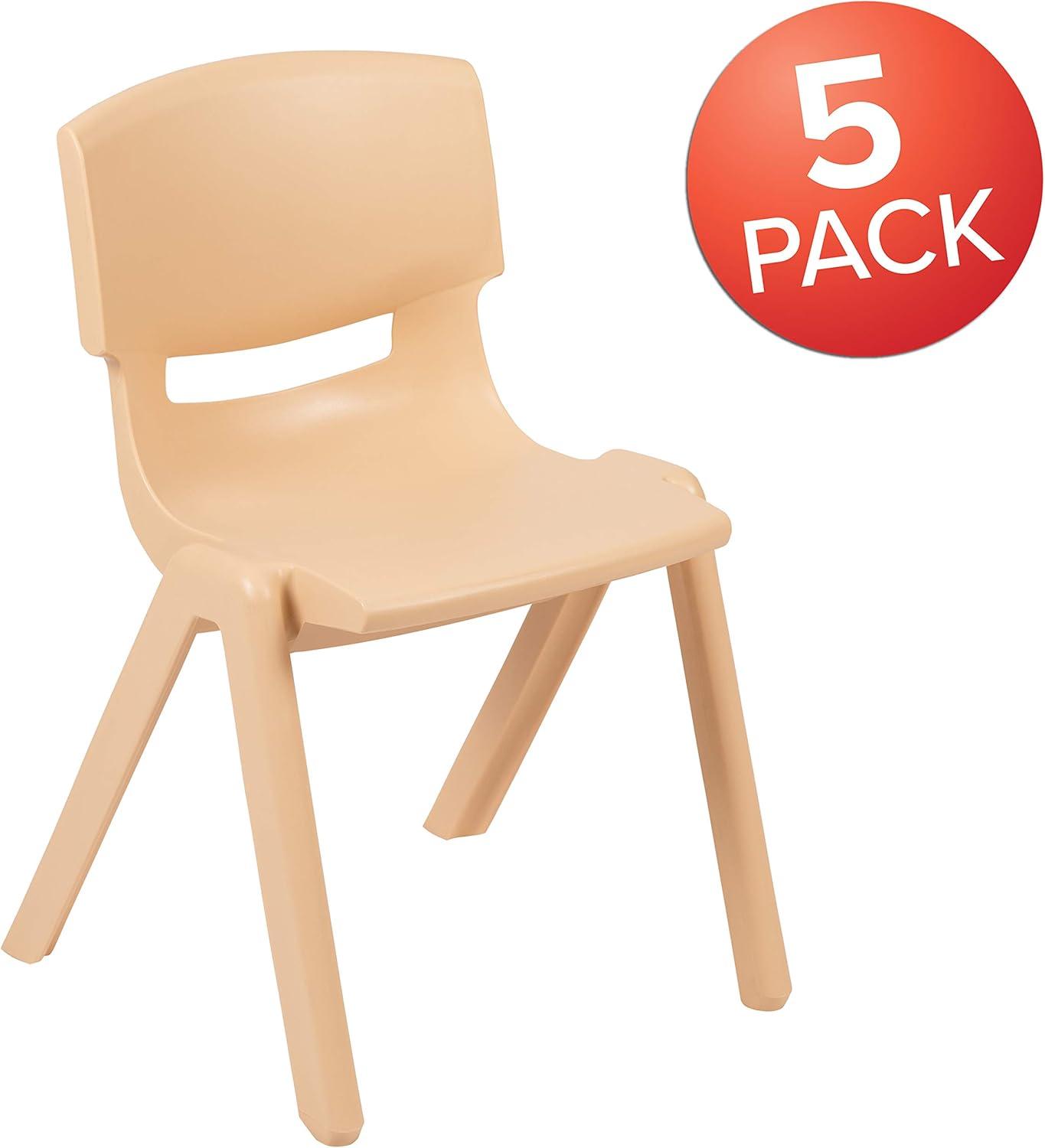 imageFlash Furniture Whitney 5 Pack Natural Plastic Stackable School Chair with 1325quot Seat HeightNatural