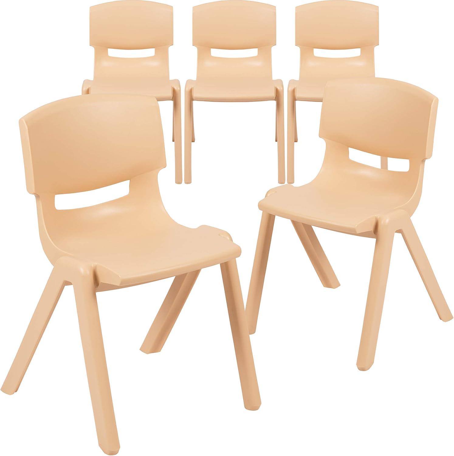 imageFlash Furniture Whitney 5 Pack Natural Plastic Stackable School Chair with 1325quot Seat HeightNatural