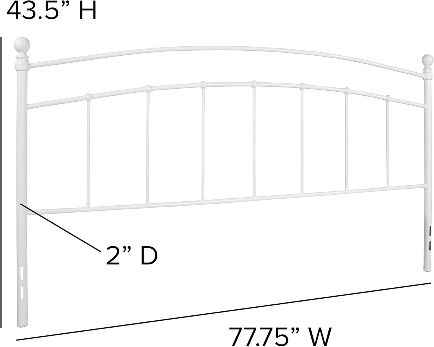 imageFlash Furniture Woodstock Decorative Black Metal Queen Size Open Slat Headboard with Round PostsWhite