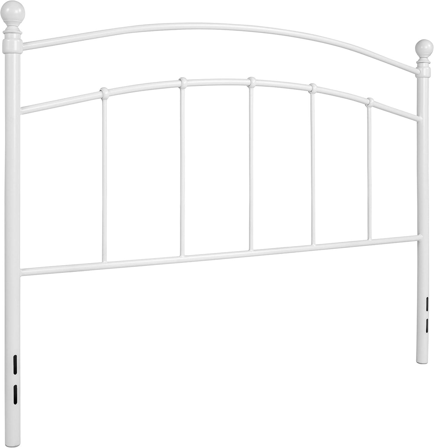 imageFlash Furniture Woodstock Decorative Black Metal Queen Size Open Slat Headboard with Round PostsWhite