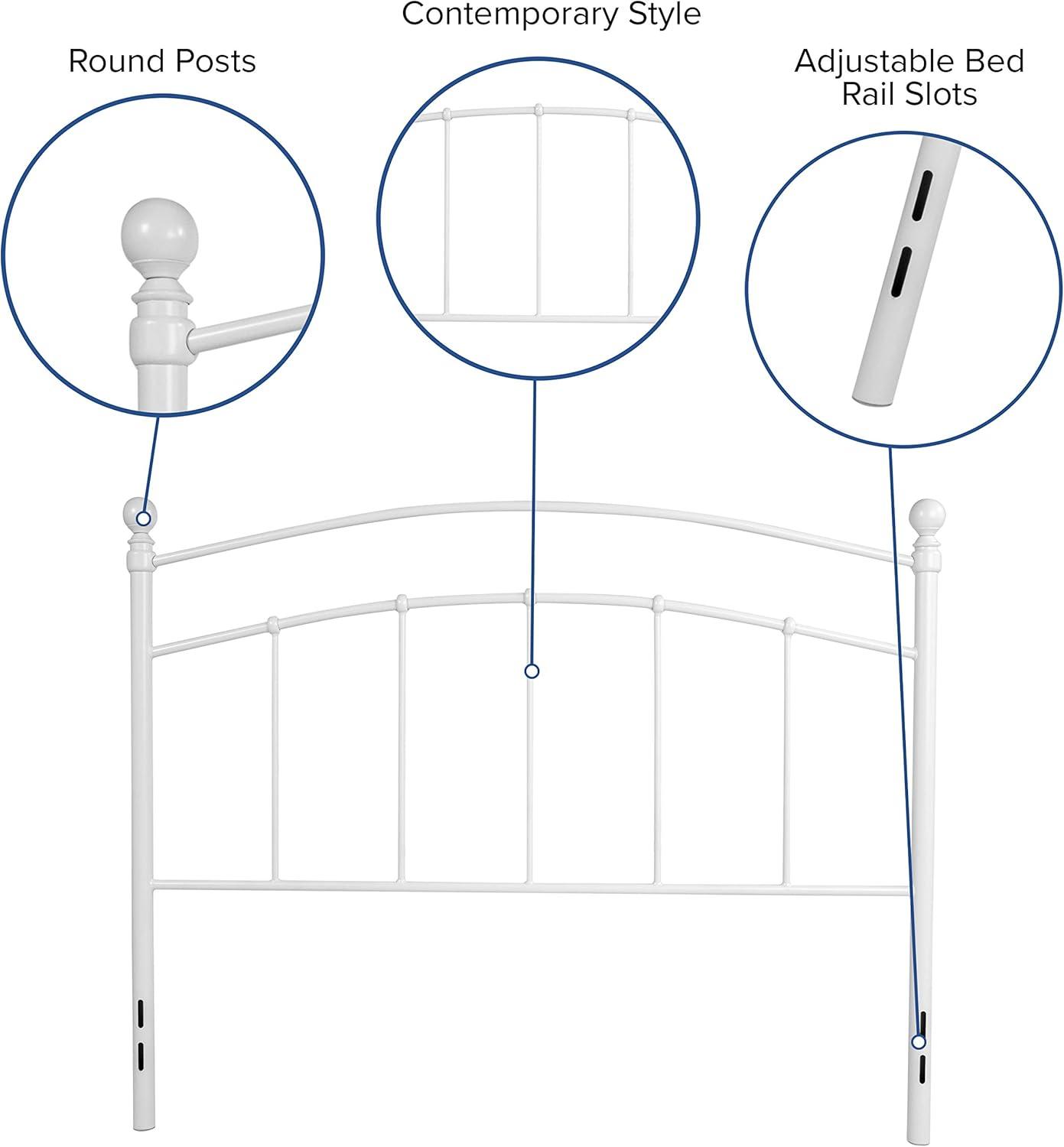 imageFlash Furniture Woodstock Decorative Black Metal Queen Size Open Slat Headboard with Round PostsWhite