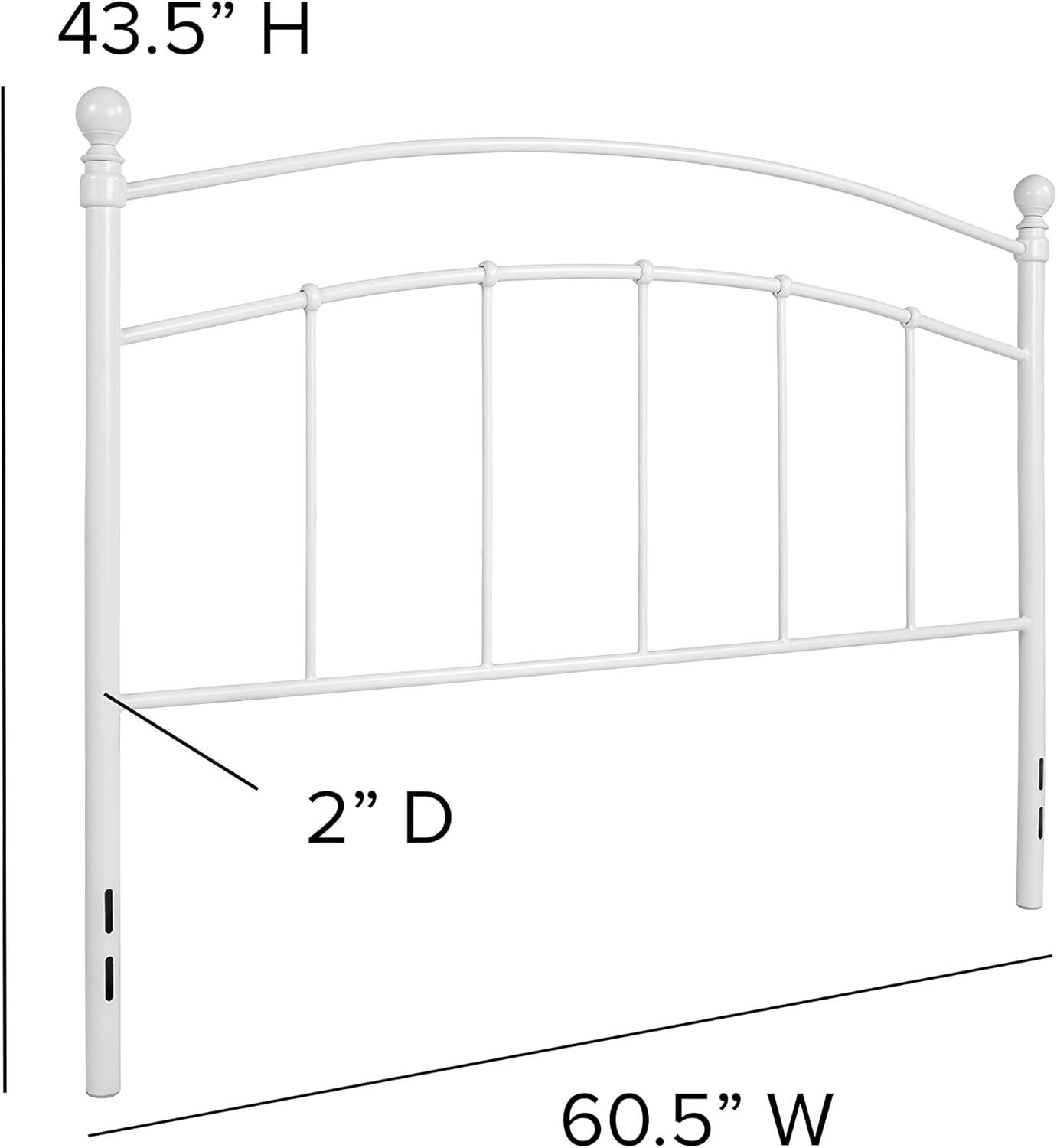 imageFlash Furniture Woodstock Decorative Black Metal Queen Size Open Slat Headboard with Round PostsWhite