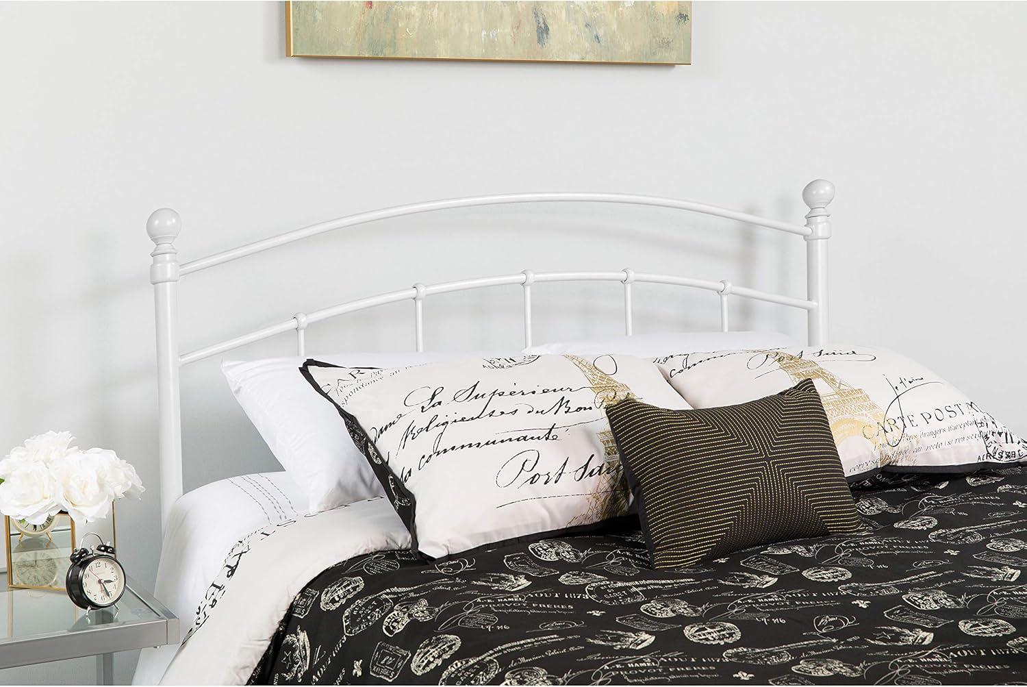 imageFlash Furniture Woodstock Decorative Black Metal Queen Size Open Slat Headboard with Round PostsWhite