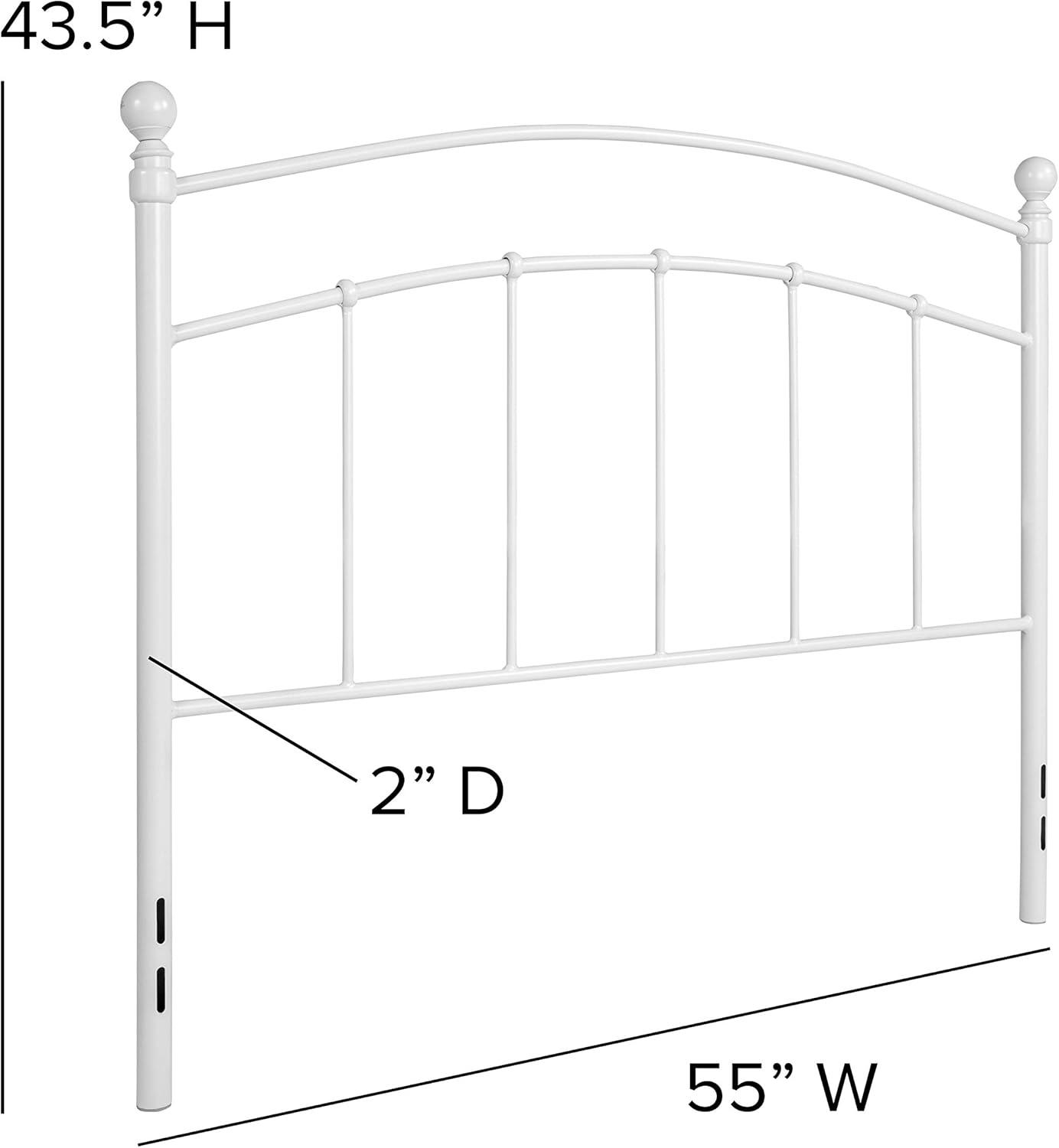 imageFlash Furniture Woodstock Decorative Black Metal Queen Size Open Slat Headboard with Round PostsWhite