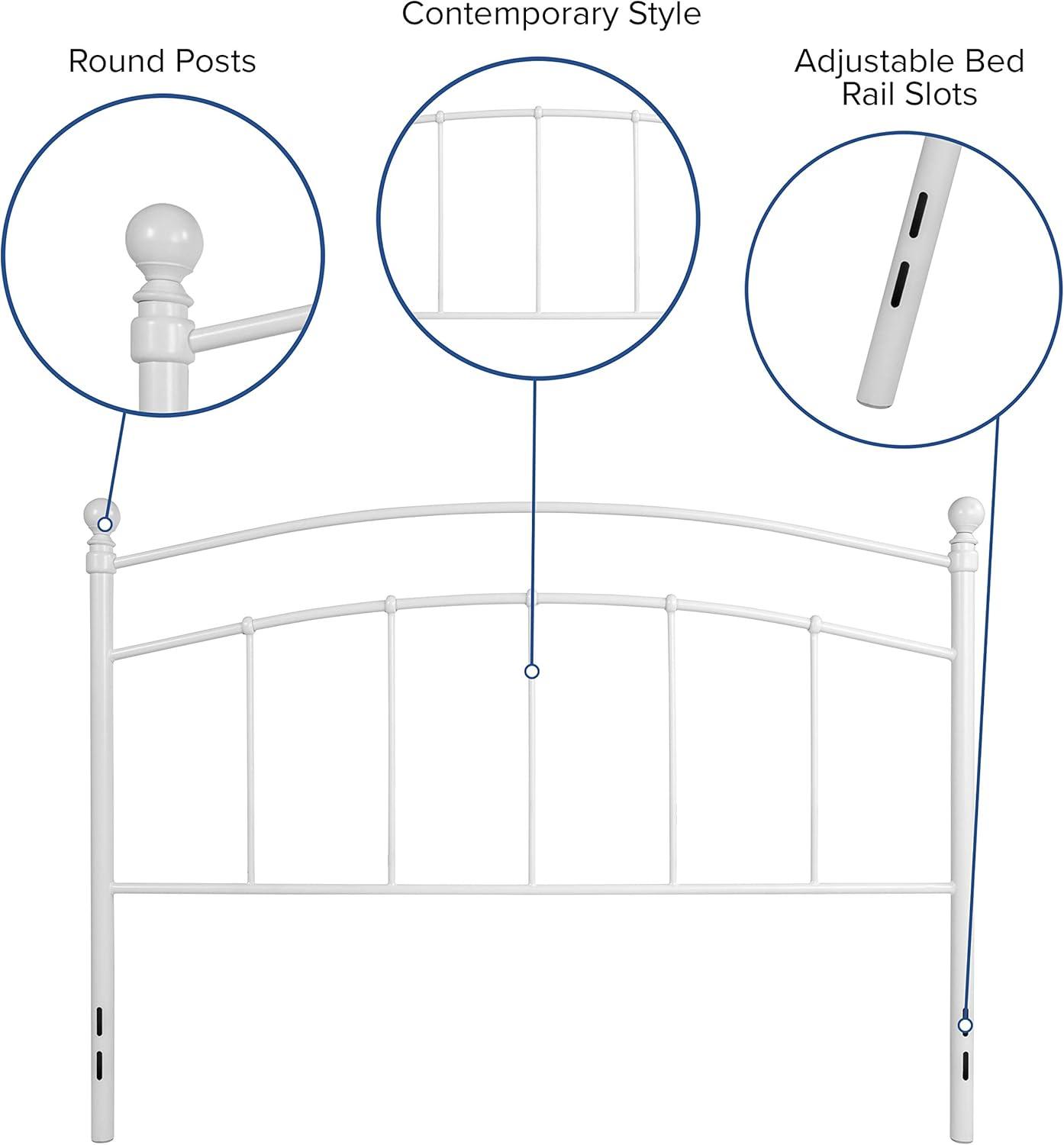 imageFlash Furniture Woodstock Decorative Black Metal Queen Size Open Slat Headboard with Round PostsWhite