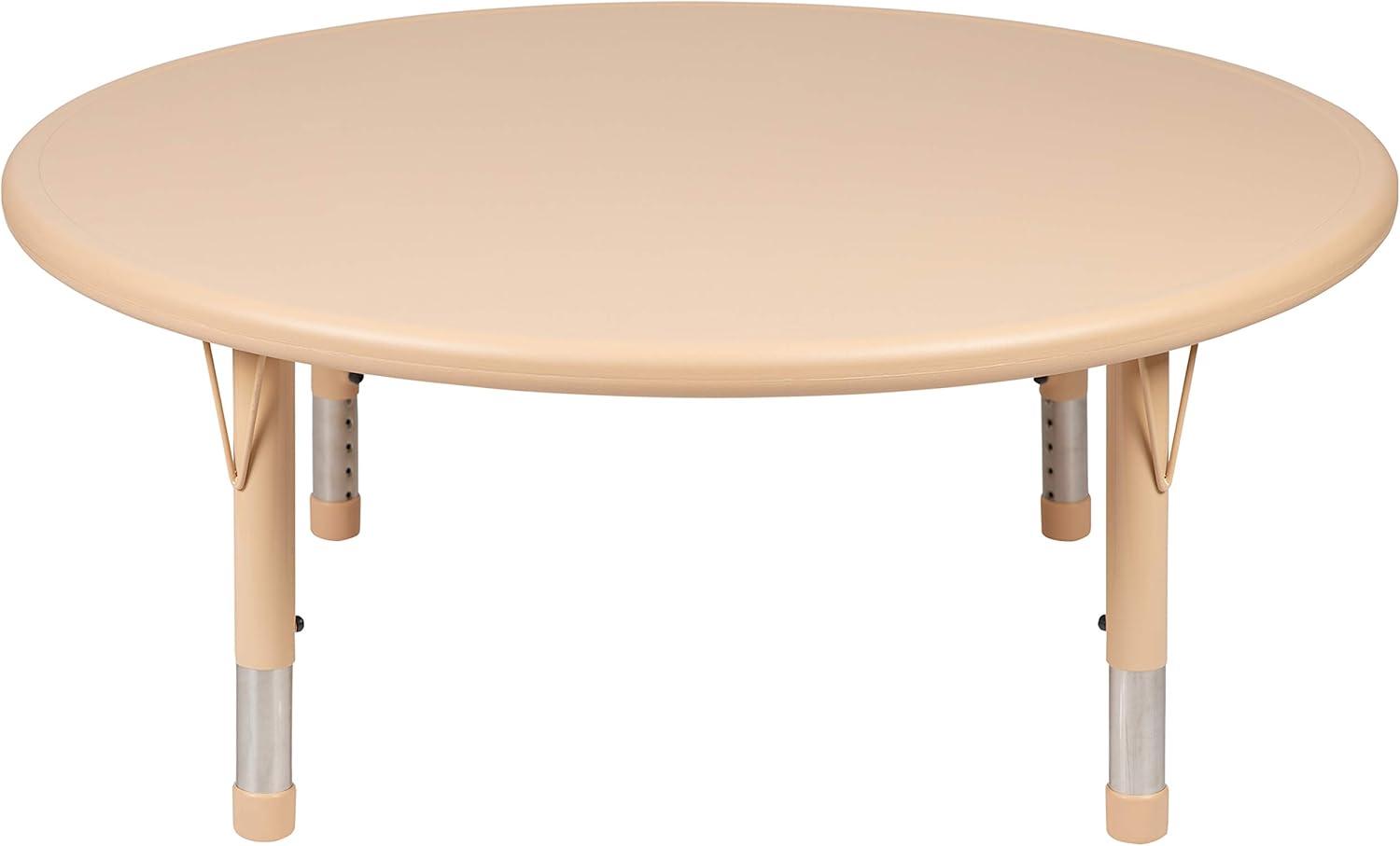 imageFlash Furniture Wren 45quot Round Natural Plastic Height AdjusTable with Rounded Safety Corners Activity Table with Rounded Safety CornersNatural