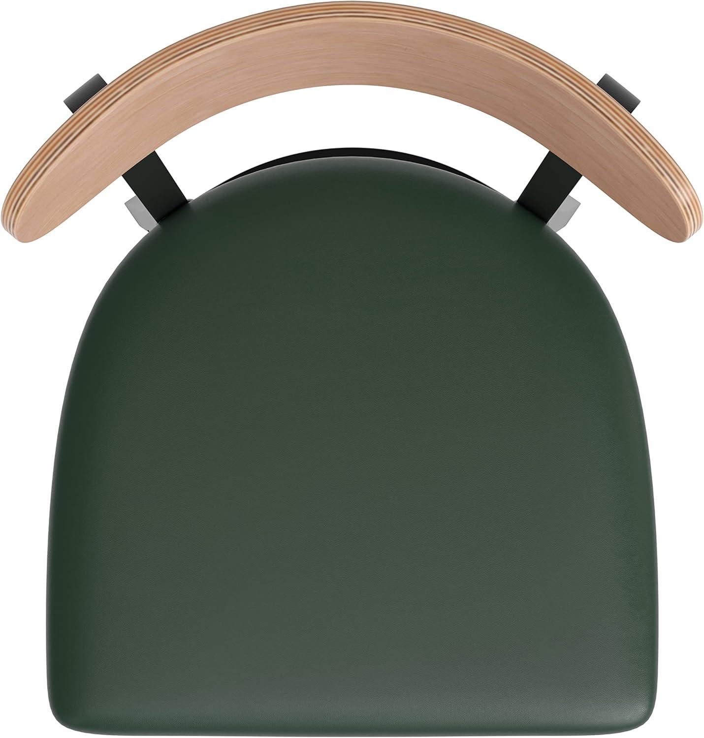 imageFlash Furniture Wright Commercial Grade Dining Chair Natural Birch Finish Solid Wood Seat and Boomerang Back 500 LB Capacity Black Steel FrameNatural Birch Wood BackGreen Vinyl Seat