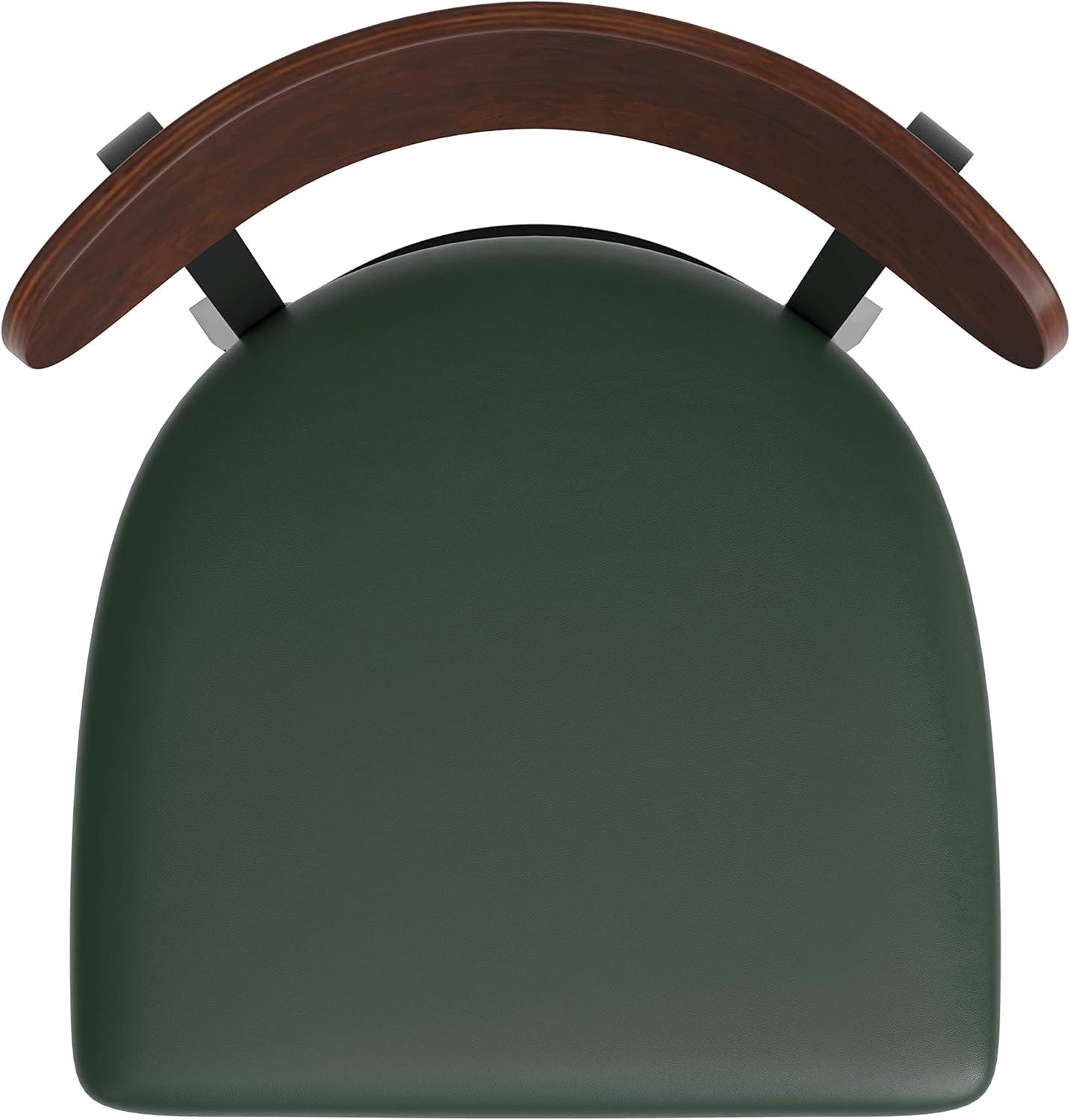 imageFlash Furniture Wright Commercial Grade Dining Chair Natural Birch Finish Solid Wood Seat and Boomerang Back 500 LB Capacity Black Steel FrameWalnut Wood BackGreen Vinyl Seat