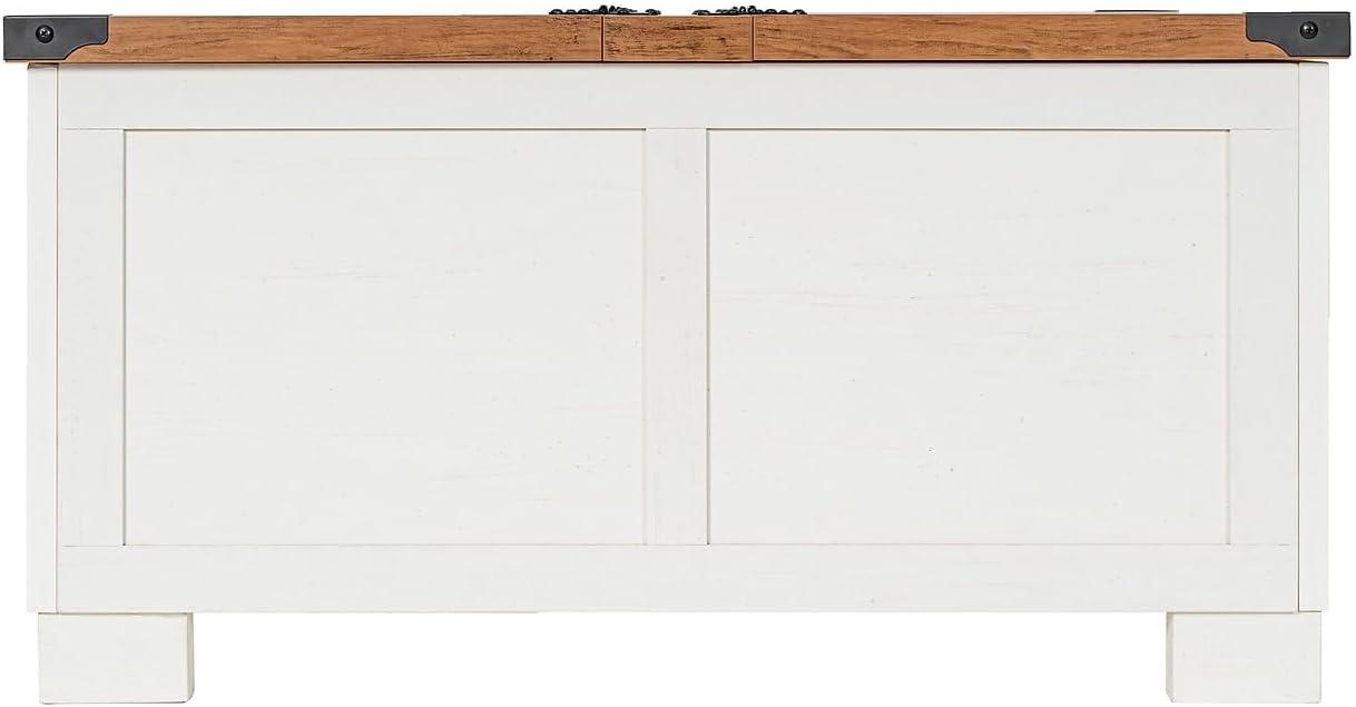 imageFlash Furniture Wyatt Farmhouse Coffee Table with Storage Square Coffee Table with Hinged Lift Top and Hidden Storage 3575quot Square TwoToned WhiteRustic OakWhite