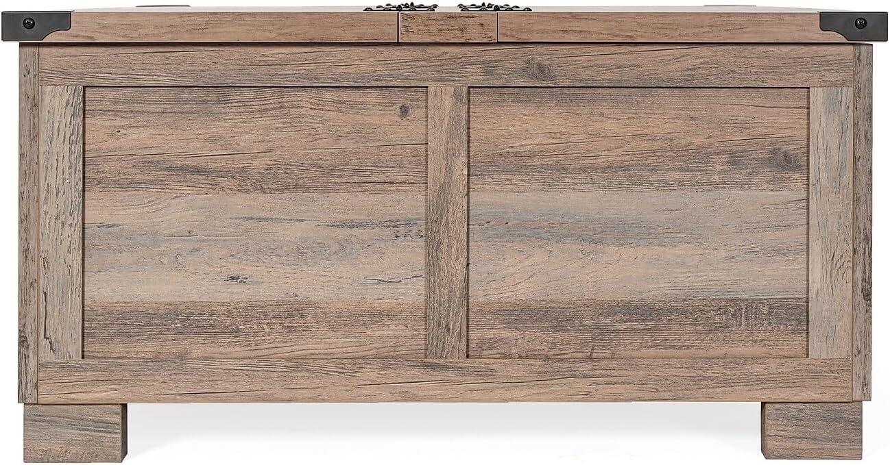 imageFlash Furniture Wyatt Farmhouse Coffee Table with Storage Square Coffee Table with Hinged Lift Top and Hidden Storage 3575quot Square TwoToned WhiteRustic OakGray Wash