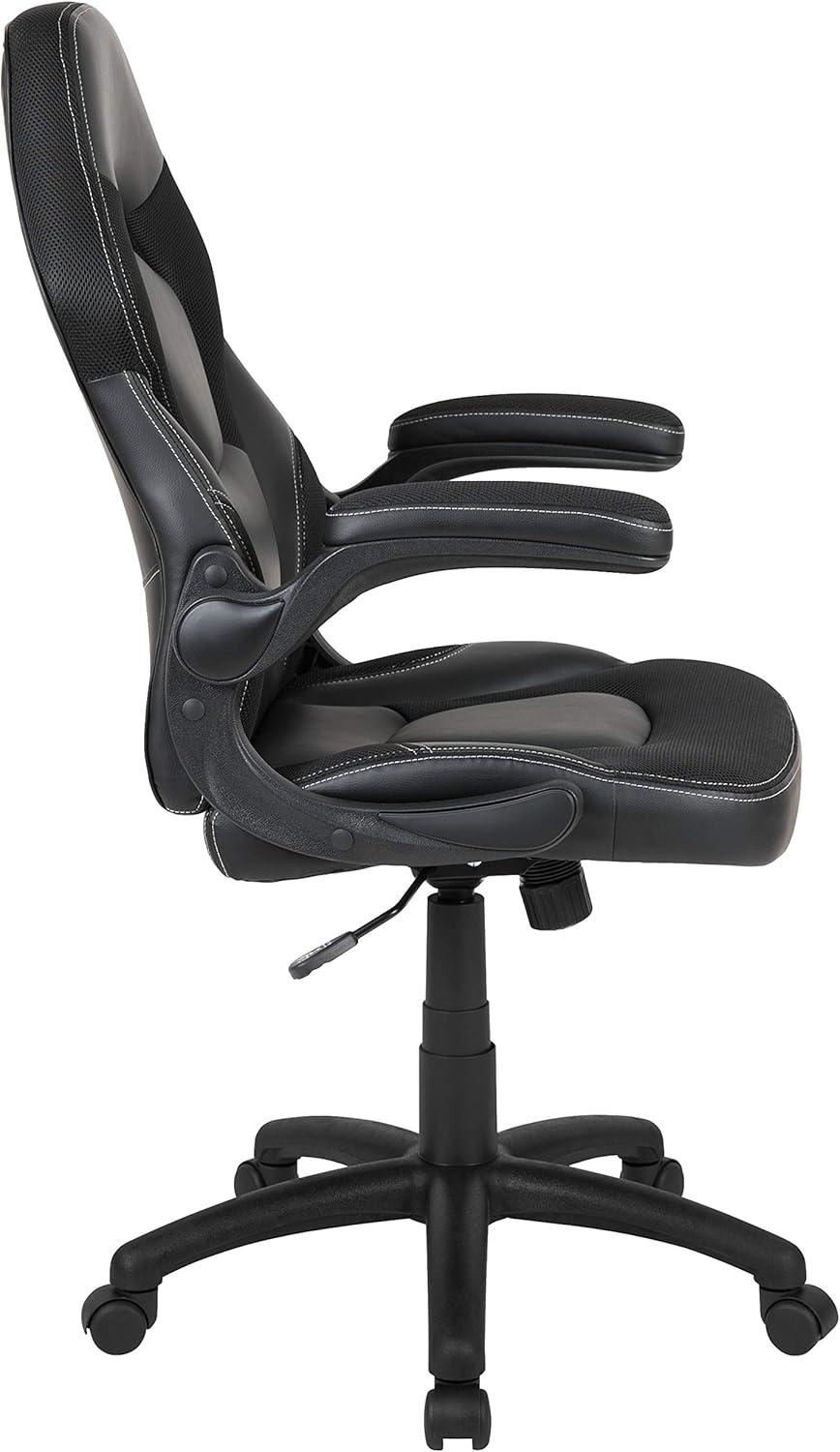 imageFlash Furniture X10 HighBack LeatherSoft Racing Style Gaming Chair with FlipUp Arms Ergonomic Padded Swivel Computer Chair RedBlackBlack
