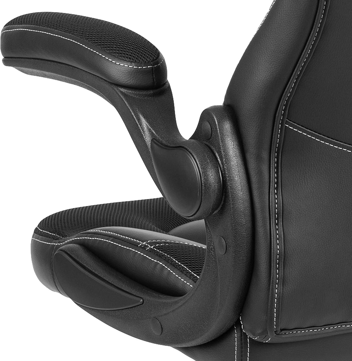 imageFlash Furniture X10 HighBack LeatherSoft Racing Style Gaming Chair with FlipUp Arms Ergonomic Padded Swivel Computer Chair RedBlackBlack