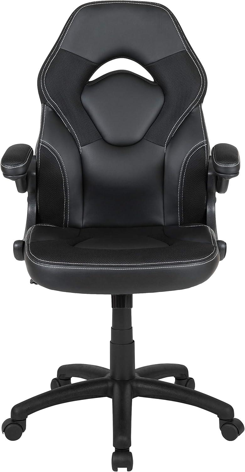 imageFlash Furniture X10 HighBack LeatherSoft Racing Style Gaming Chair with FlipUp Arms Ergonomic Padded Swivel Computer Chair RedBlackBlack
