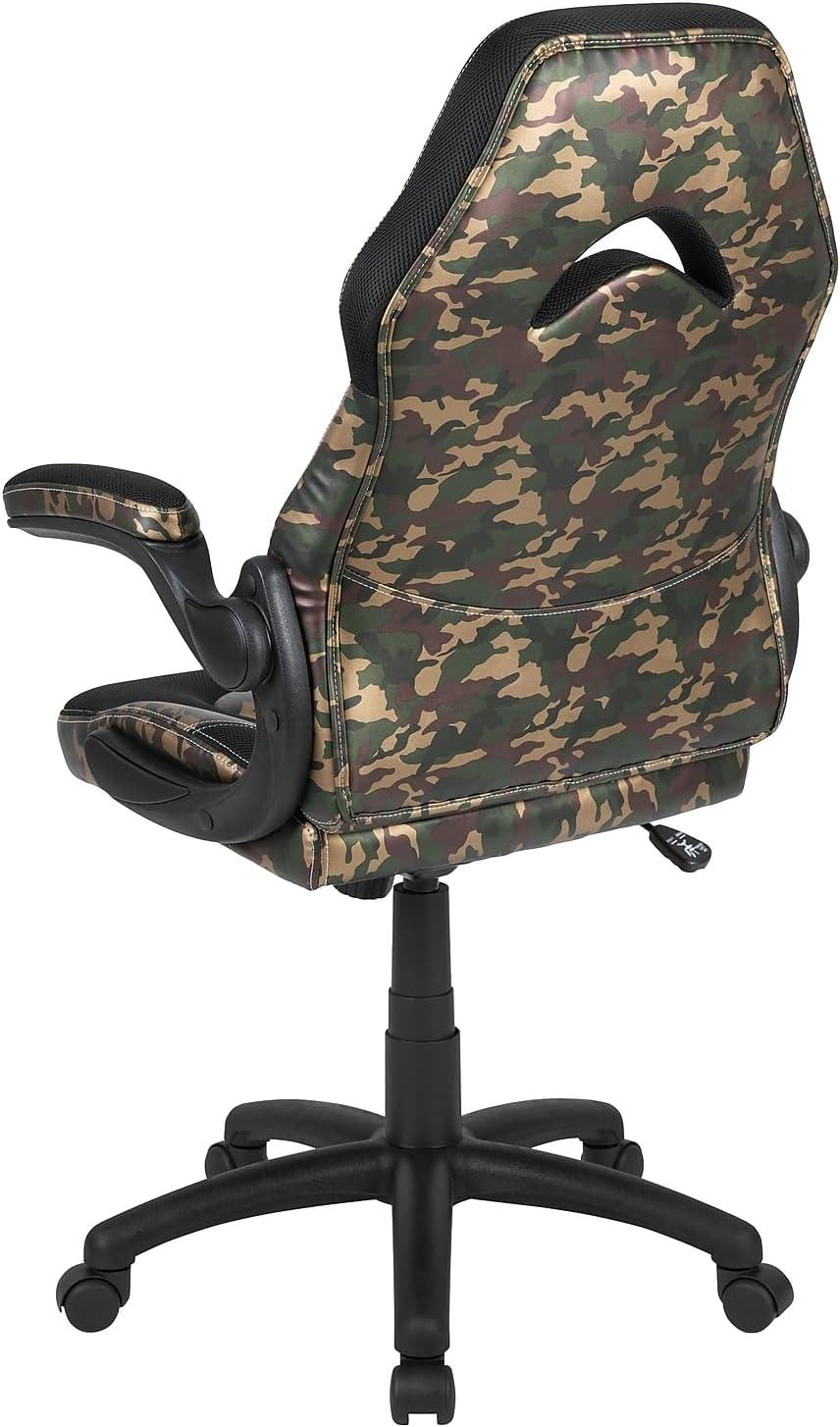 imageFlash Furniture X10 HighBack LeatherSoft Racing Style Gaming Chair with FlipUp Arms Ergonomic Padded Swivel Computer Chair RedBlackCamouflage