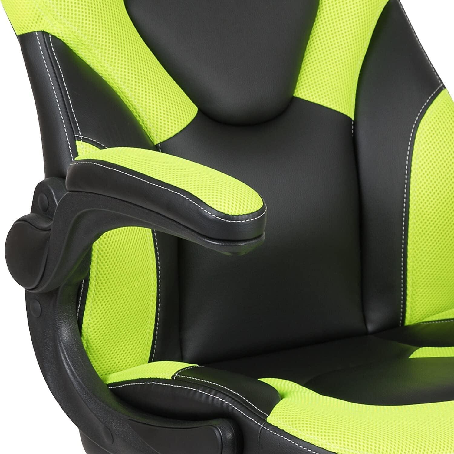 imageFlash Furniture X10 HighBack LeatherSoft Racing Style Gaming Chair with FlipUp Arms Ergonomic Padded Swivel Computer Chair RedBlackNeon Green